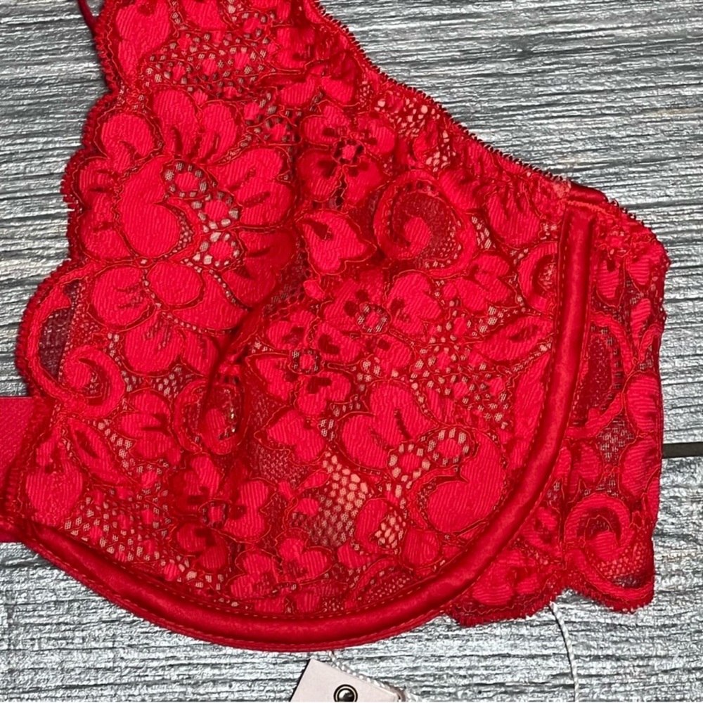 HAH by Free People Siren Red Lacey 2 Timer Bra Size 28-36 D Adjustable Straps - Picture 10 of 13